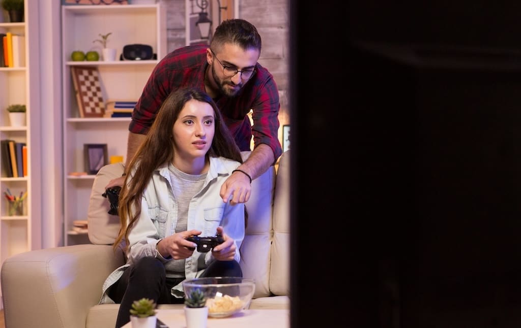 Girl playing an online escape room