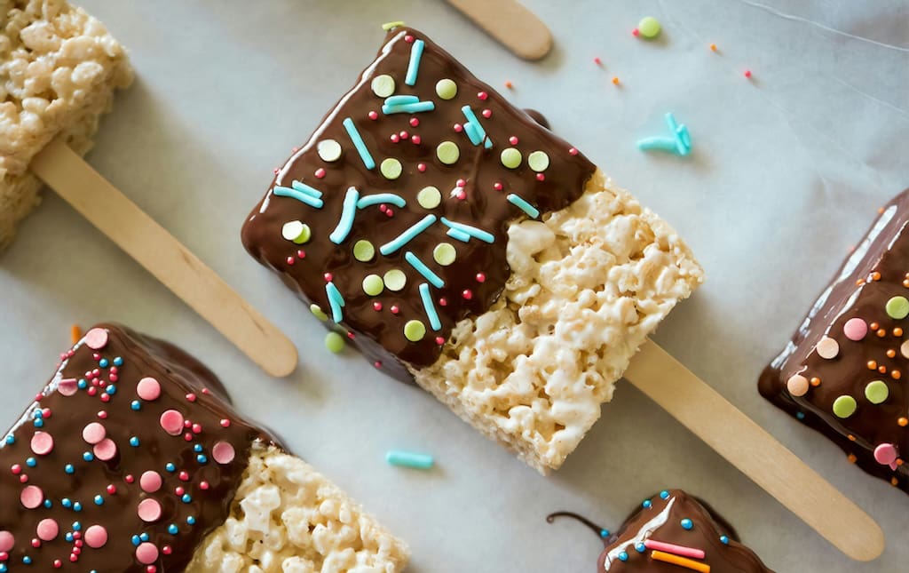 Rice krispie pops covered in chocolate