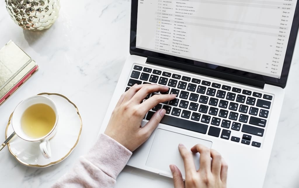 Woman looking in email box