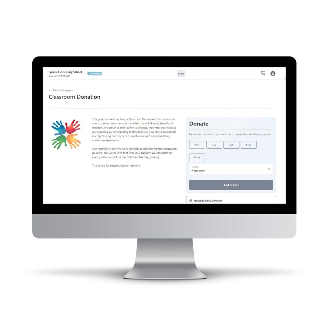 Desktop computer screen displaying how to donate to a FutureFund ca