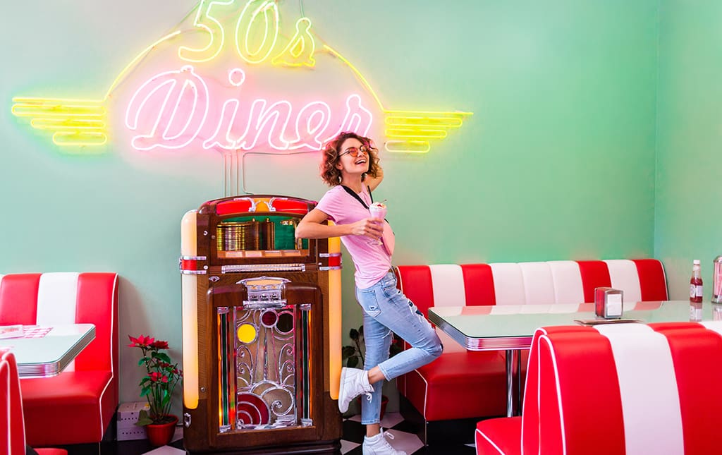 A fun 50s diner theme at a class reunion event