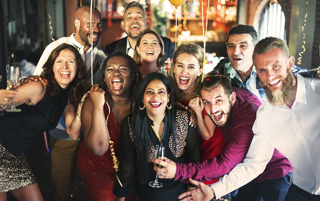 Former students at a class reunion event