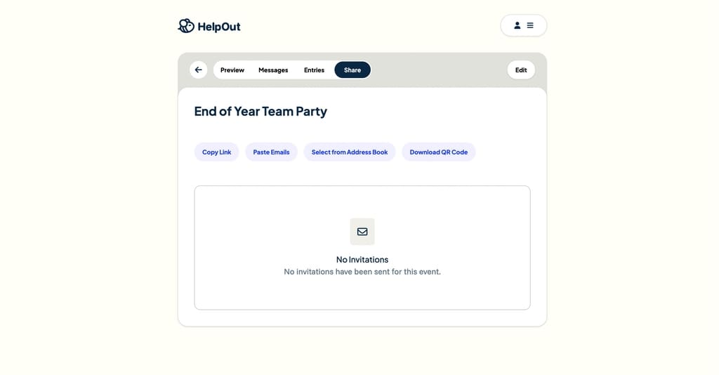 Share screen in HelpOut.us for End of Year Team Party