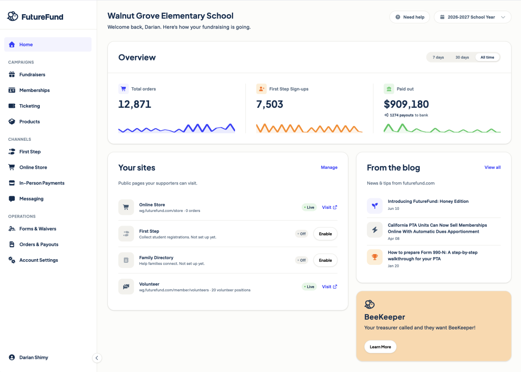 futurefund dashbboard UI